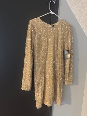 Retrofete Gold Sequin Midi Dress